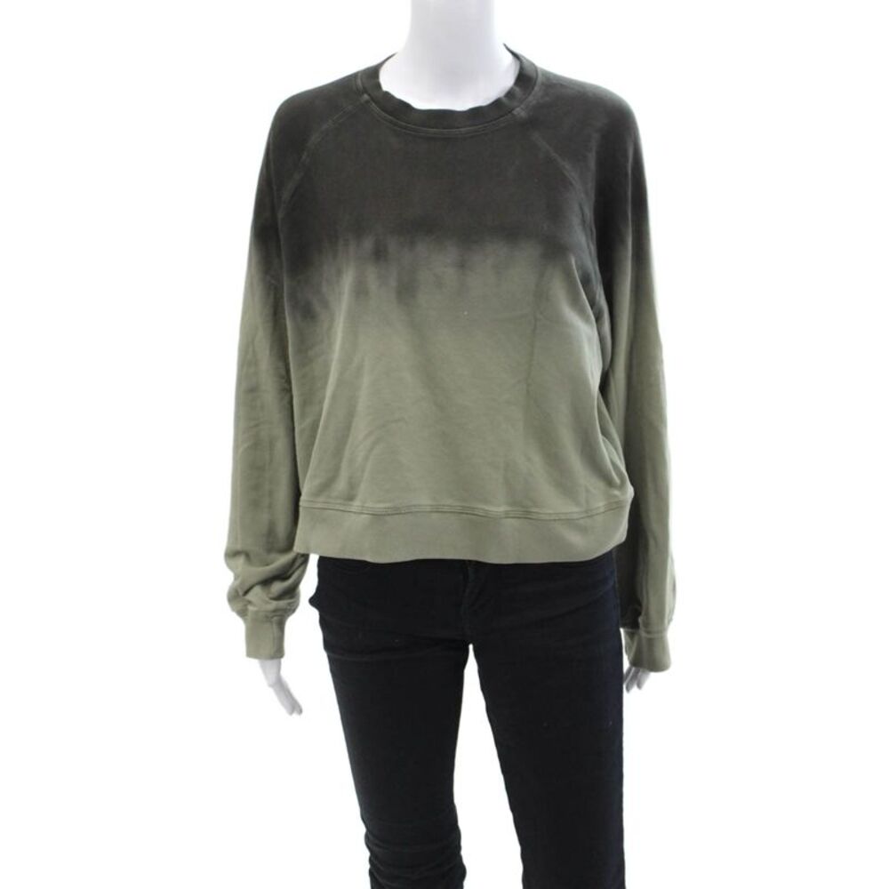 Electric & Rose Womens Long Sleeve Crew Neck Ombre Sweater Black Green Medium